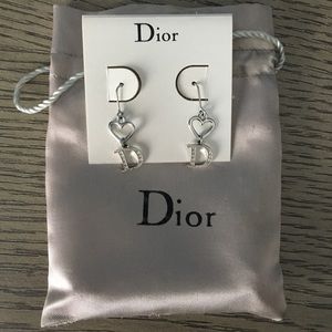 Christian Dior Silver Heart Earrings